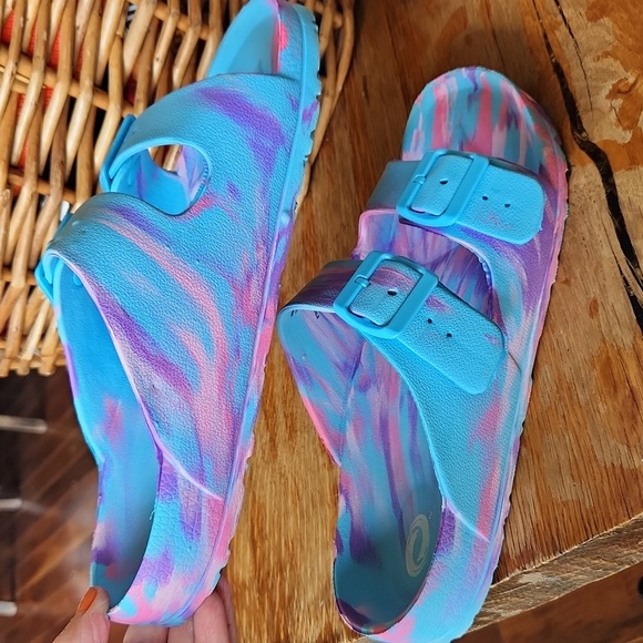Multi Color Swirl Slides Sandals Size 10 - Picture 6 of 10
